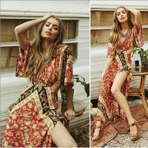 Spell Red Floral Boho Maxi Dress